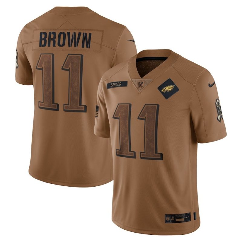 a j brown 11 philadelphia eagles 2023 salute to service limited jersey brown