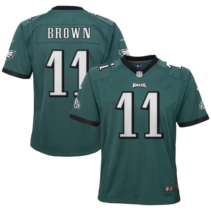 a j brown 11 philadelphia eagles youth game jersey green