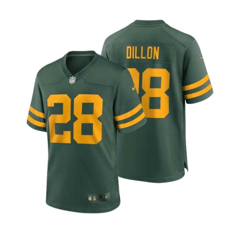 a j dillon 28 green bay packers 50s classic men game jersey green gold