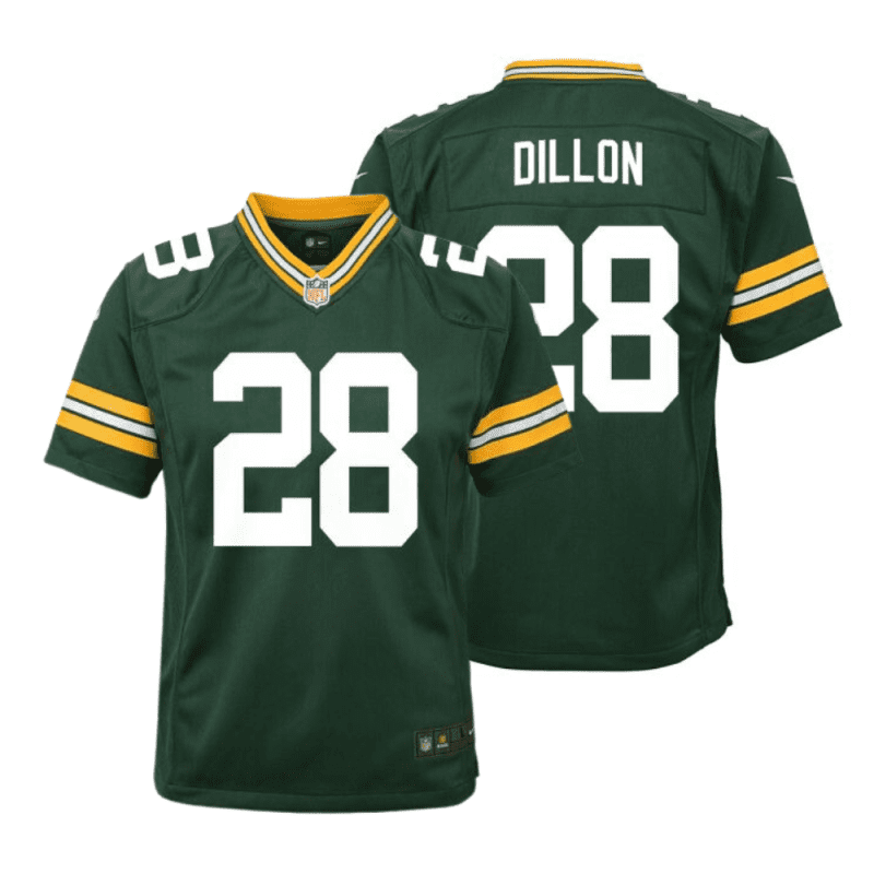 a j dillon 28 green bay packers youth home game jersey green