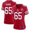 aaron banks 65 san francisco 49ers super bowl lviii patch game women jersey scarlet