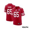 aaron banks 65 san francisco 49ers super bowl lviii patch game youth jersey scarlet