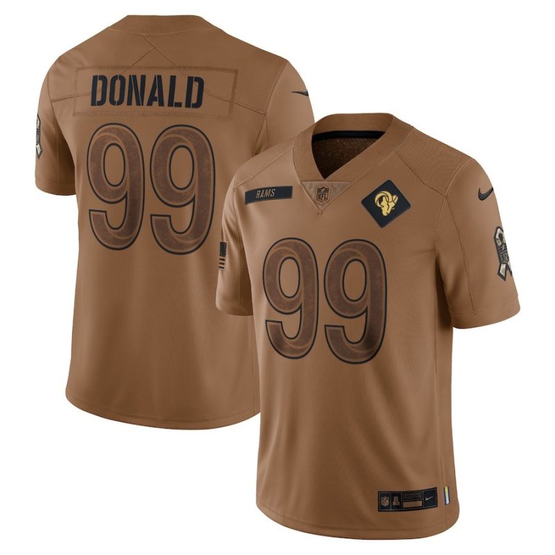 aaron donald 99 los angeles rams 2023 salute to service limited jersey brown