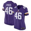 aaron dykes 46 minnesota vikings women team game jersey purple