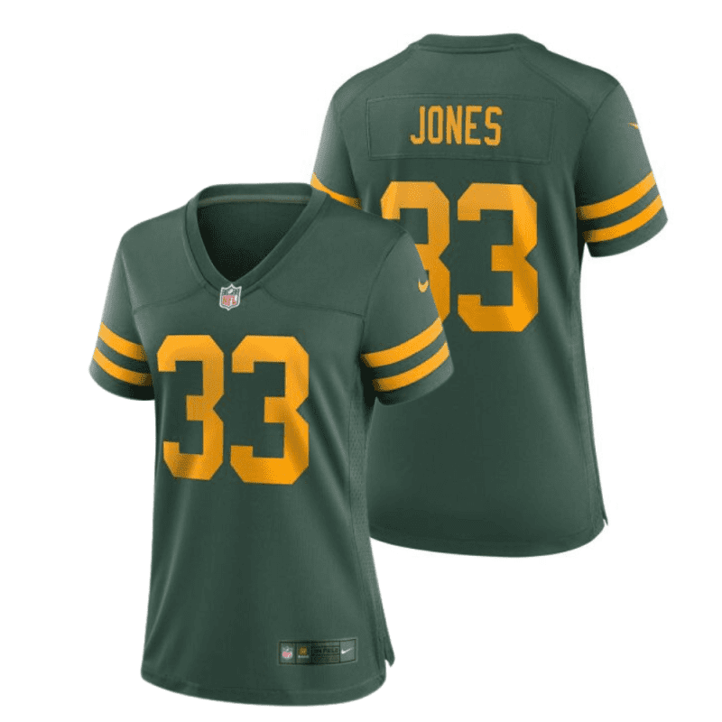 aaron jones 33 green bay packers 50s classic women game jersey green gold