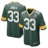 aaron jones 33 signed green bay packers super bowl lviii game men jersey green