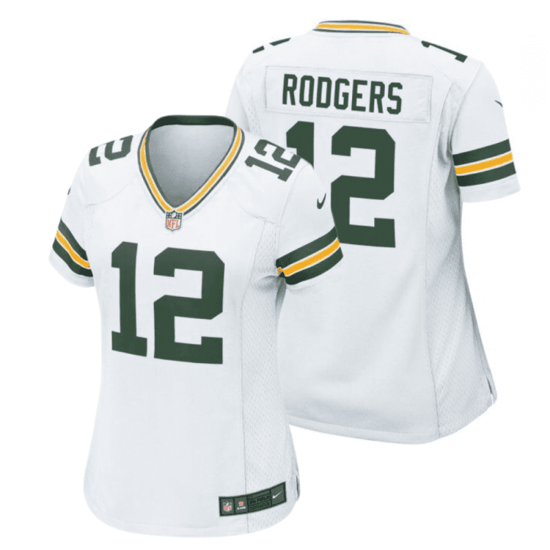 aaron rodgers 12 green bay packers women away game jersey white