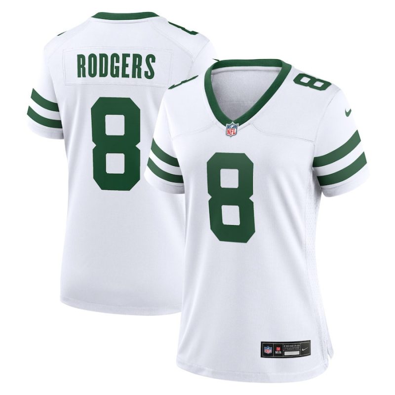 aaron rodgers 8 new york jets game jersey women white