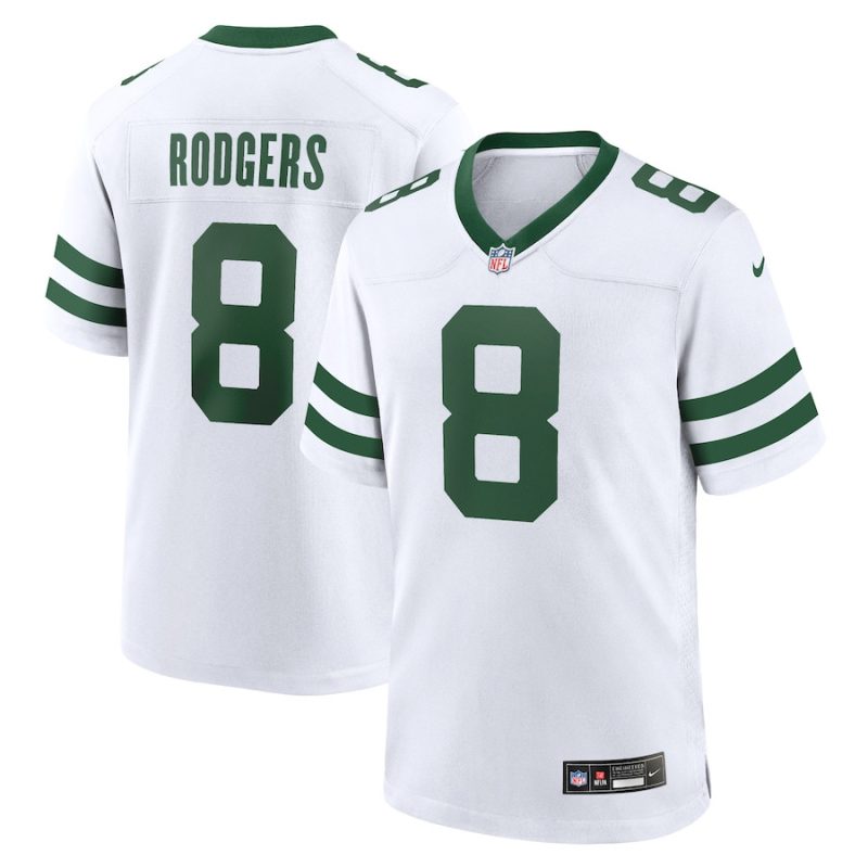 aaron rodgers 8 new york jets game youth jersey legacy white