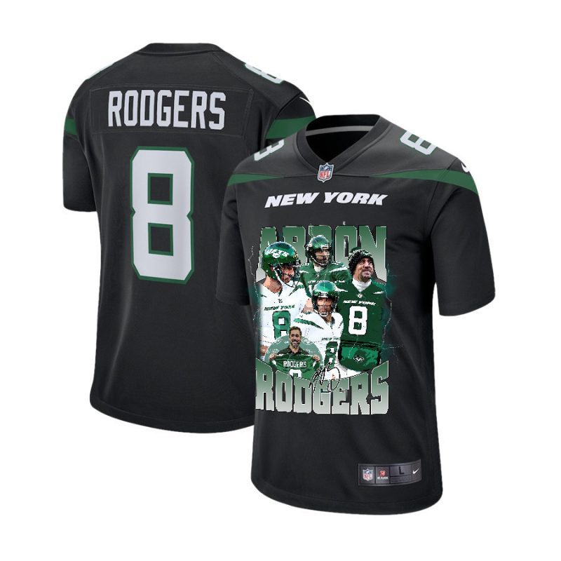 aaron rodgers 8 new york jets legacy game youth jersey black