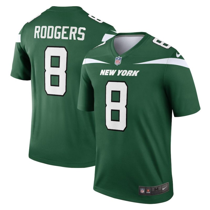 aaron rodgers 8 new york jets men legend jersey gotham green