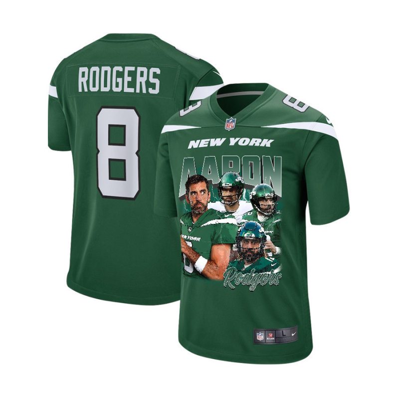 aaron rodgers 8 new york jets rocket arm game youth jersey green