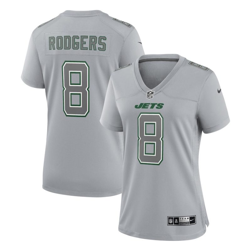 aaron rodgers 8 new york jets women atmosphere fashion game jersey heather gray