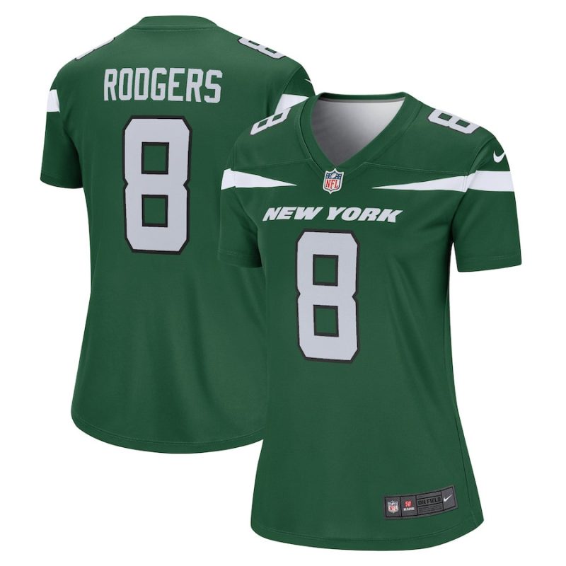 aaron rodgers 8 new york jets women legend jersey gotham green