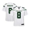 aaron rodgers 8 new york jets youth game jersey white