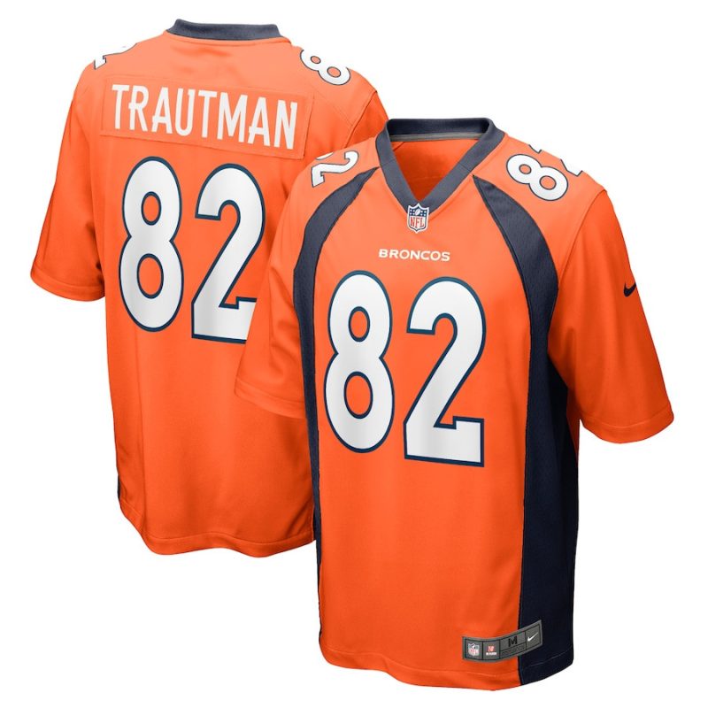 adam trautman 82 denver broncos mens team game jersey orange