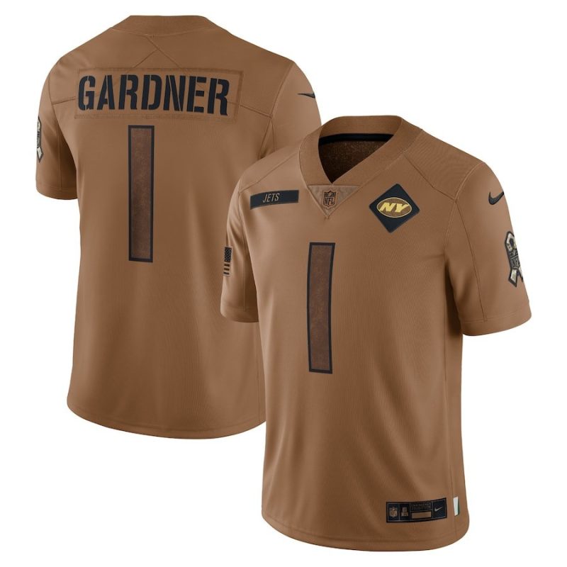 ahmad sauce gardner 1 new york jets 2023 salute to service limited jersey brown