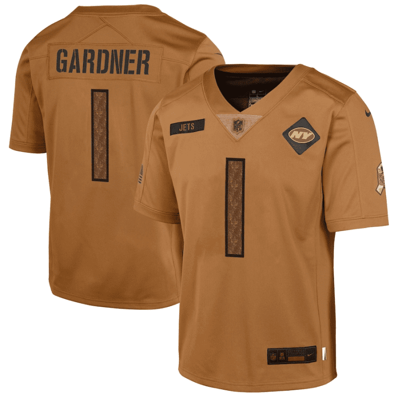 ahmad sauce gardner 1 new york jets 2023 salute to service limited youth jersey brown