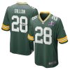 aj dillon 28 signed green bay packers super bowl lviii game men jersey green