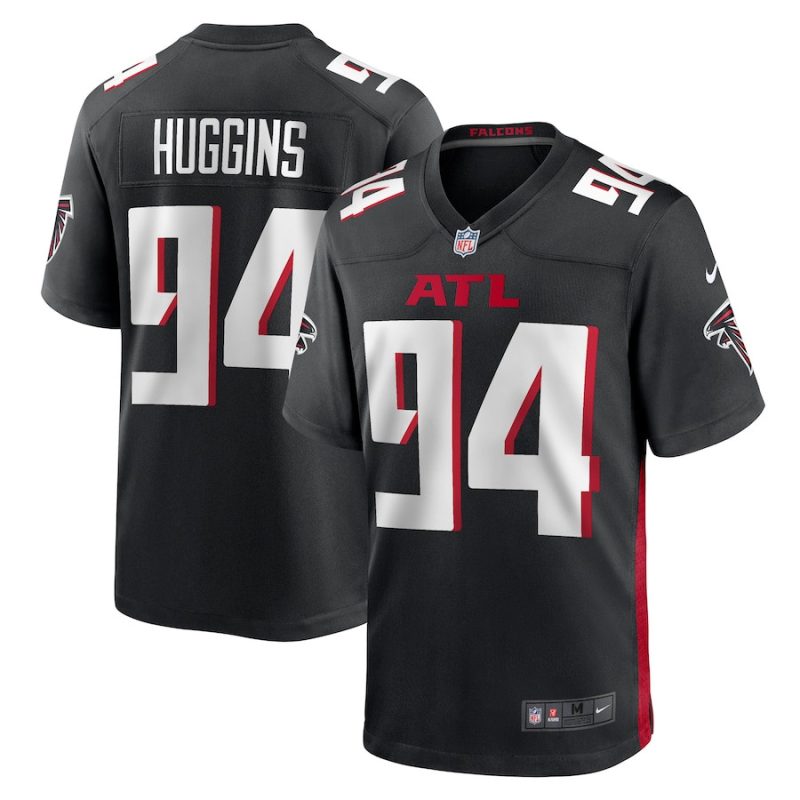 albert huggins 94 atlanta falcons game men jersey black