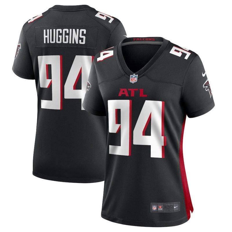 albert huggins 94 atlanta falcons game women jersey black