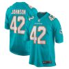 alexander johnson 42 miami dolphins men game jersey aqua