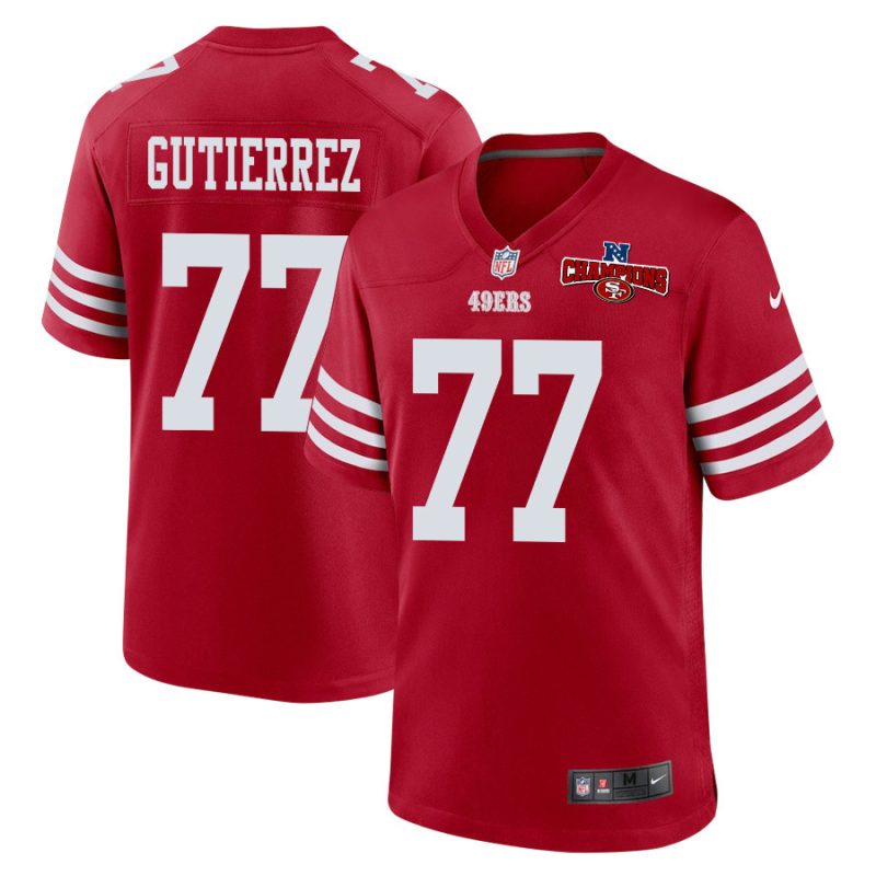 alfredo gutierrez 77 san francisco 49ers nfc champions patch game men jersey scarlet