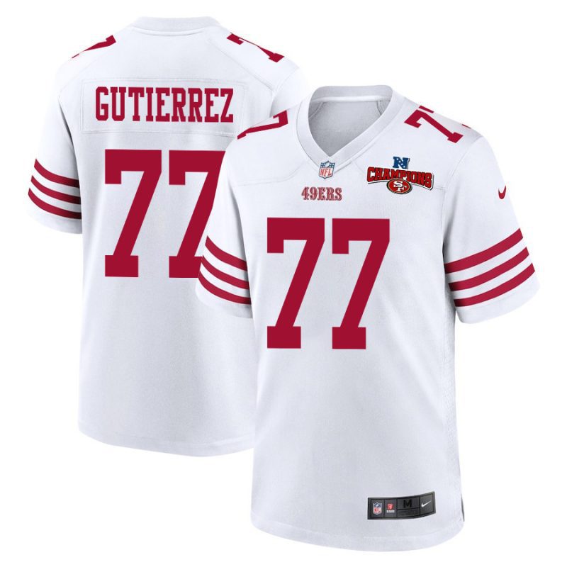 alfredo gutierrez 77 san francisco 49ers nfc champions patch game men jersey white