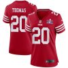 ambry thomas 20 san francisco 49ers super bowl lviii patch game women jersey scarlet