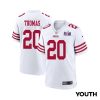 ambry thomas 20 san francisco 49ers super bowl lviii patch game youth jersey white