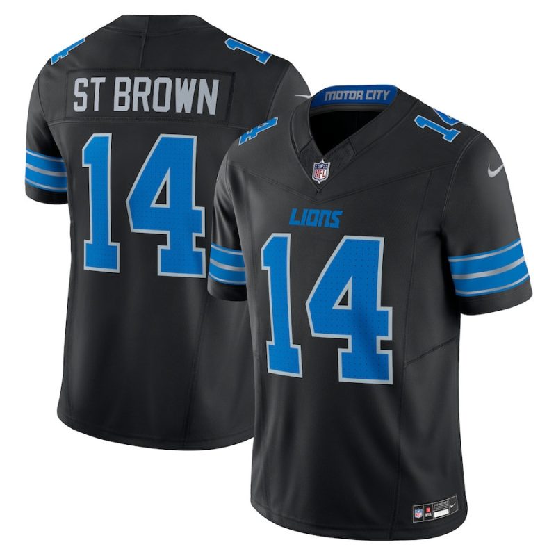 amon ra st brown 14 detroit lions 2nd alternate vapor f u s e limited jersey black