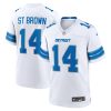 amon ra st brown 14 detroit lions game jersey white men