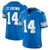 amon ra st brown 14 detroit lions vapor f u s e limited jersey men blue