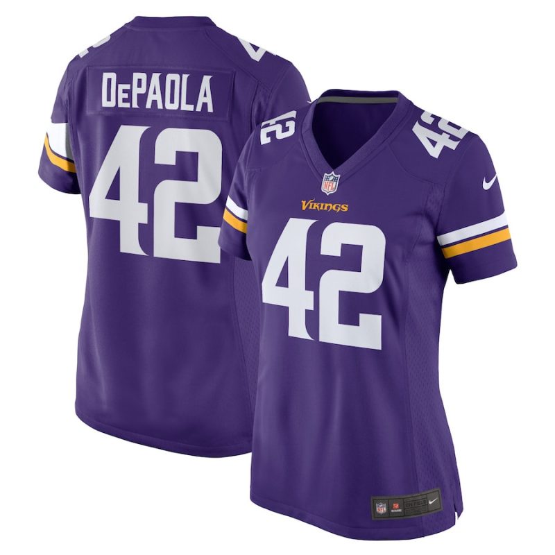 andrew depaola 42 minnesota vikings women game jersey purple