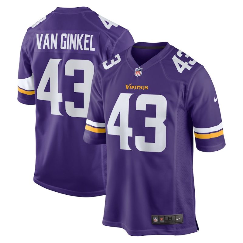 andrew van ginkel 43 minnesota vikings team game men jersey purple