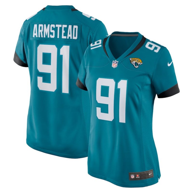 arik armstead 91 jacksonville jaguars alternate game women jersey teal