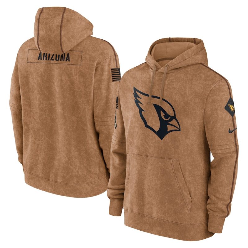 arizona cardinals 2023 salute to service club pullover men hoodie brown