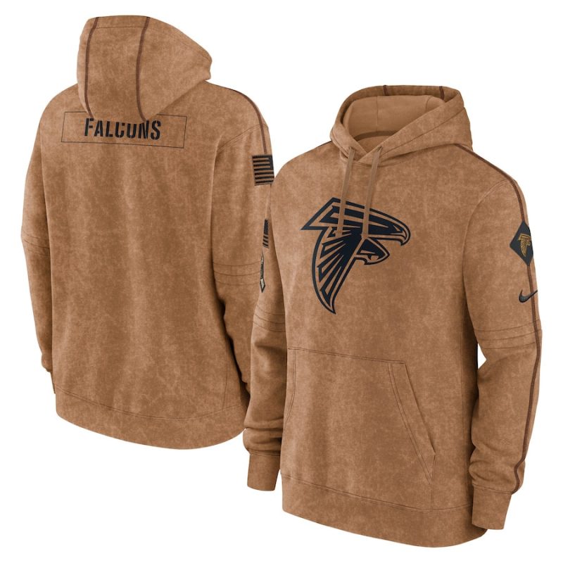 atlanta falcons 2023 salute to service club pullover men hoodie brown