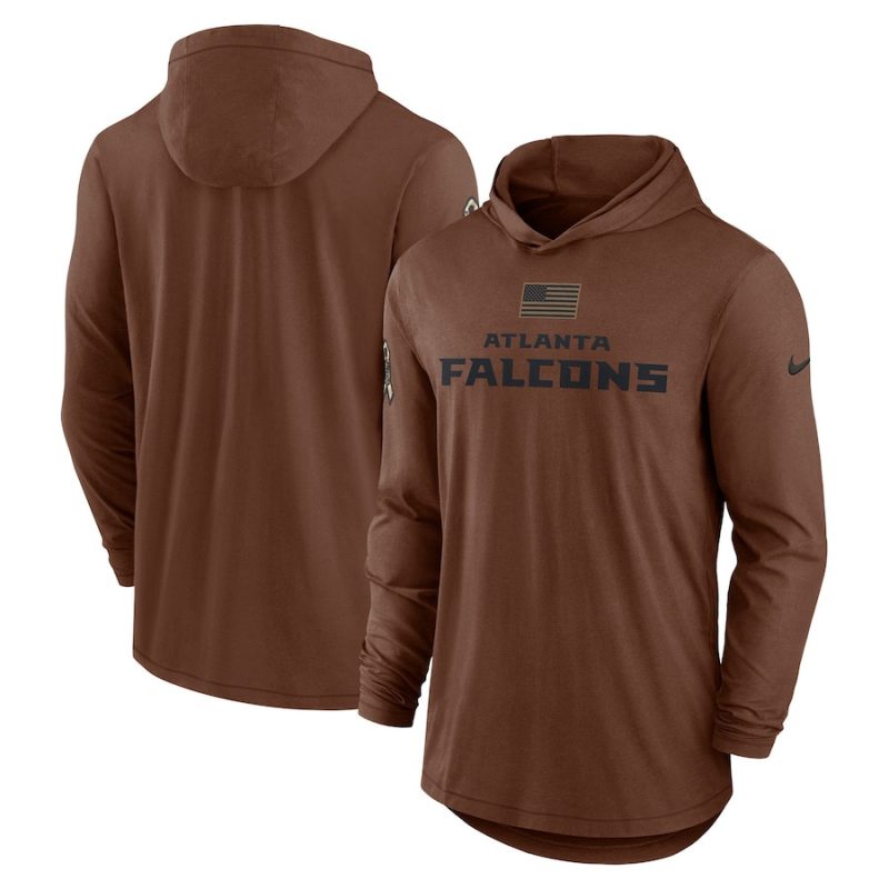 atlanta falcons 2023 salute to service lightweight men long sleeve hoodie t shirt brown