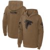 atlanta falcons youth 2023 salute to service club fleece pullover hoodie brown