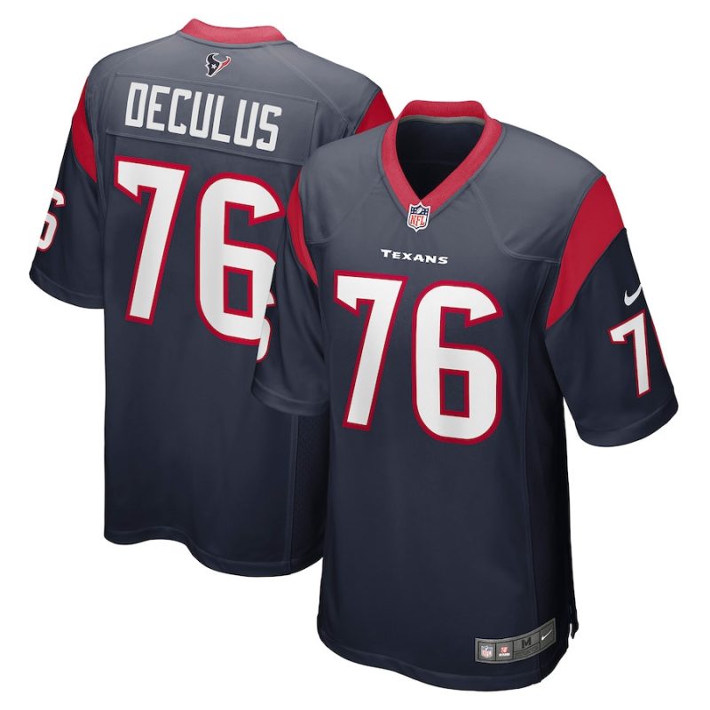 austin deculus 76 houston texans mens game jersey navy