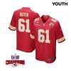 austin reiter 61 kansas city chiefs super bowl lviii champions 4 stars patch game youth jersey red