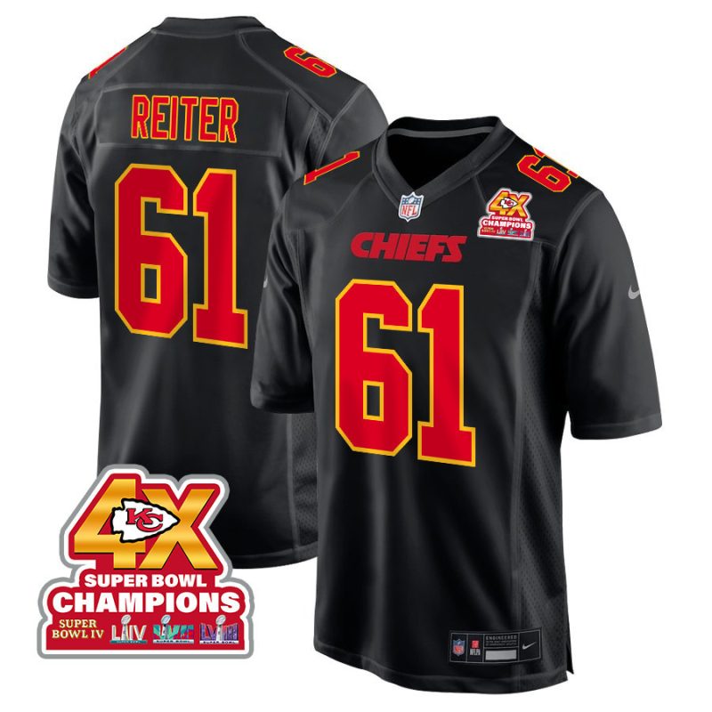 austin reiter 61 kansas city chiefs super bowl lviii champions 4x fashion game men jersey carbon black