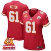 austin reiter 61 kansas city chiefs super bowl lviii champions 4x game women jersey red