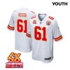 austin reiter 61 kansas city chiefs super bowl lviii champions 4x game youth jersey white