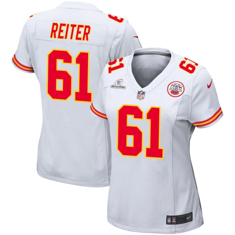 austin reiter 61 kansas city chiefs super bowl lviii patch game women jersey white