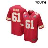 austin reiter 61 kansas city chiefs super bowl lviii patch game youth jersey red