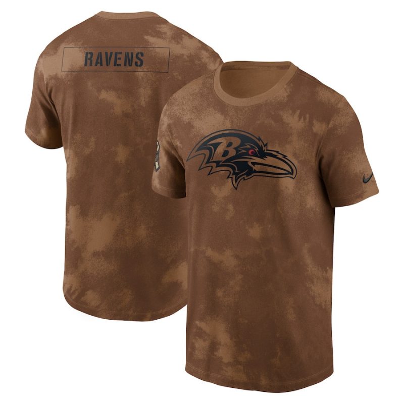 baltimore ravens 2023 salute to service sideline men t shirt brown