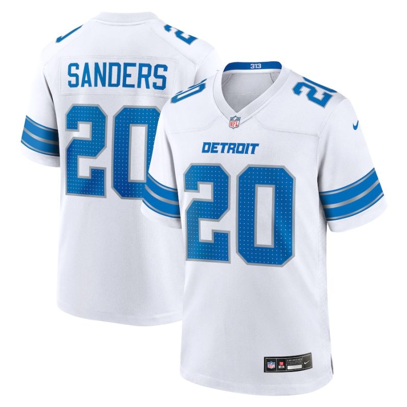 barry sanders 20 detroit lions retired player game men jersey white