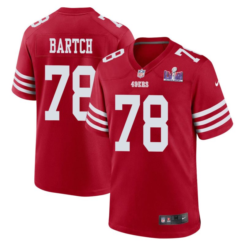 ben bartch 78 san francisco 49ers super bowl lviii patch game men jersey scarlet